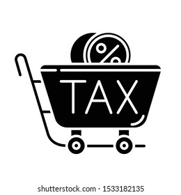 Sales Tax ID Glyph Icon. Price Formation. Business Profit And Expenses. Excise Duty. Taxation. Bills Payment. Retail Sale. Shopping. Silhouette Symbol. Negative Space. Vector Isolated Illustration