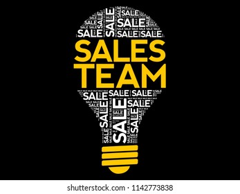 Sales Team bulb word cloud, business concept background