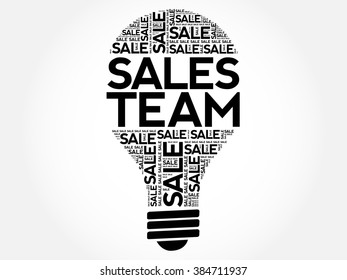 Sales Team bulb word cloud, business concept background