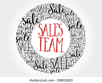 Sales Team circle word cloud, business concept background