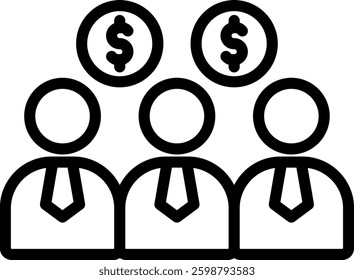 Sales Team Icon Outline Vector Illustration