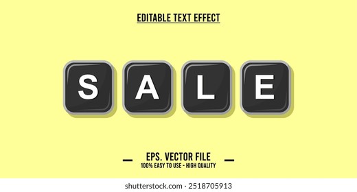 Plantilla de efectos de texto de ventas con efecto de fuente de estilo 3D editable. Archivo de Vector EPS