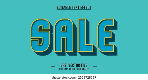 Plantilla de efectos de texto de ventas con efecto de fuente de estilo 3D editable. Archivo de Vector EPS