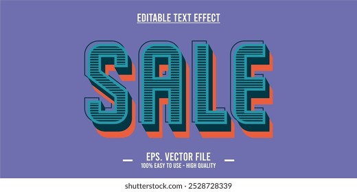 Plantilla de efectos de texto de ventas con efecto de fuente de estilo 3D editable. Archivo de Vector EPS