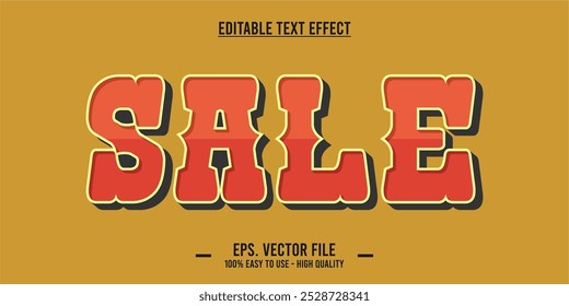 Plantilla de efectos de texto de ventas con efecto de fuente de estilo 3D editable. Archivo de Vector EPS