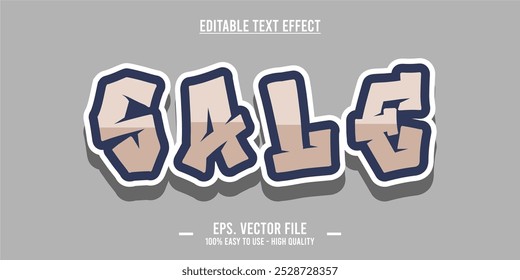 Plantilla de efectos de texto de ventas con efecto de fuente de estilo 3D editable. Archivo de Vector EPS