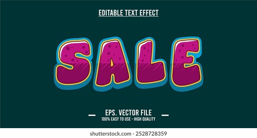 Plantilla de efectos de texto de ventas con efecto de fuente de estilo 3D editable. Archivo de Vector EPS