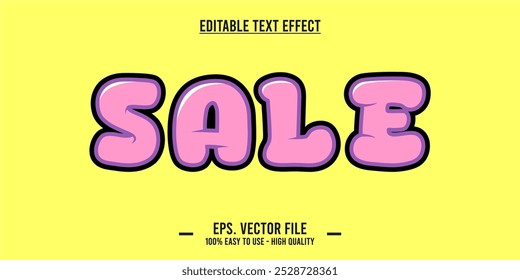 Plantilla de efectos de texto de ventas con efecto de fuente de estilo 3D editable. Archivo de Vector EPS