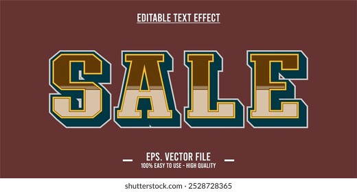 Plantilla de efectos de texto de ventas con efecto de fuente de estilo 3D editable. Archivo de Vector EPS