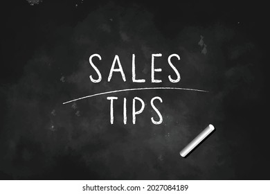 SALES TIPS written with chalk on black board icon logo design vector illustration symbol