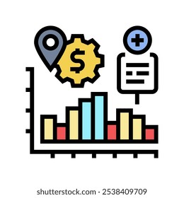 Icono de color de proceso de negocio de seguimiento de ventas. Vector de proceso de negocio de seguimiento de ventas. Ilustración de símbolo aislado