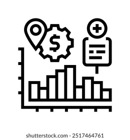 Icono de línea de proceso de negocio de seguimiento de ventas. Vector de proceso de negocio de seguimiento de ventas. Ilustración negra de contorno aislado