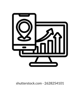 Sales Tracking Vector Lineal Icon On White Background.