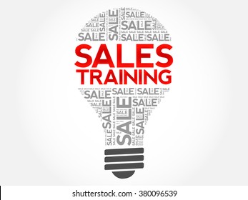 Sales Training Bulb Word Cloud, Business Concept Background