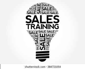 Sales Training Bulb Word Cloud, Business Concept Background