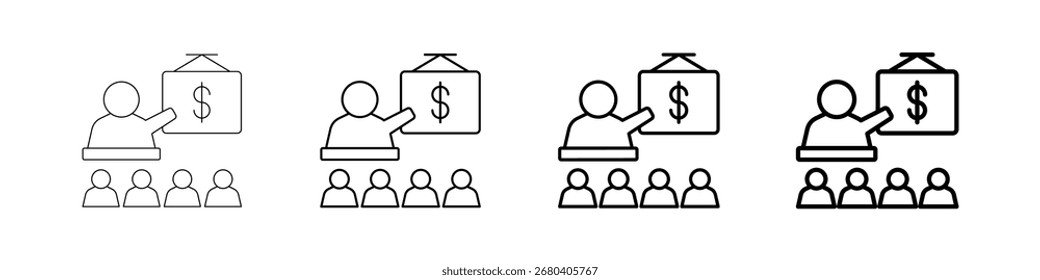 Sales Training Icons Set In Various Stroke Line Styles