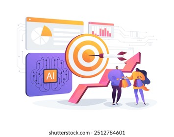 Predicción de tendencias de ventas con Ilustración vectorial de concepto abstracto de IA. Ventas. Prevea las tendencias de ventas y la demanda utilizando el análisis de IA para las estrategias de ventas. AI Tecnología. metáfora abstracta.