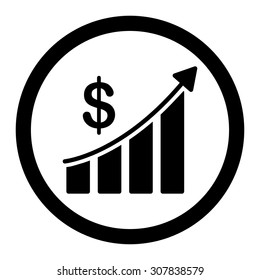 Sales vector icon. This rounded flat symbol is drawn with black color on a white background.