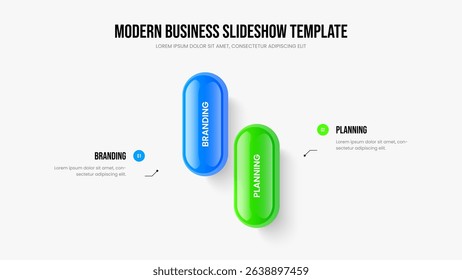 Sales Visualization Two Option Infographic Presentation Layout. Corporate Report 2 Element Diagram Frame Template. Marketing Review Slide Design Vector Illustration.
