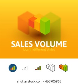 Sales volume color icon, vector symbol in flat, outline and isometric style isolated on blur background