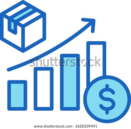 Sales Volume Icon Blue Vector Illustration