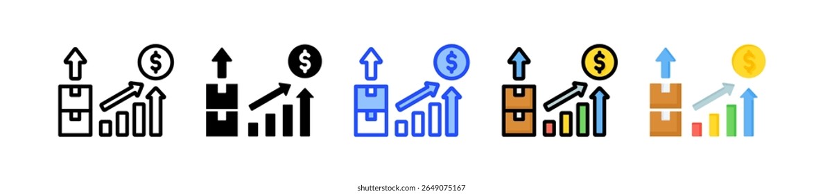 Coleção De Ícones Do Volume De Vendas Com Vários Estilos