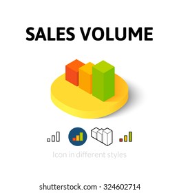 Sales volume icon, vector symbol in flat, outline and isometric style