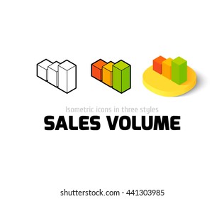 Sales Volume Icon, Vector Symbol In Flat, Outline And Isometric Style