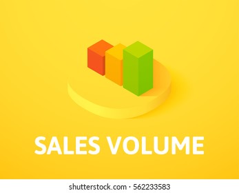 Sales volume icon, vector symbol in flat isometric style isolated on color background