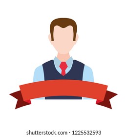 salesman avatar character with ribbon