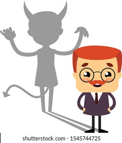 Salesman Boss Guy - Devil person Standing with Fake Smile