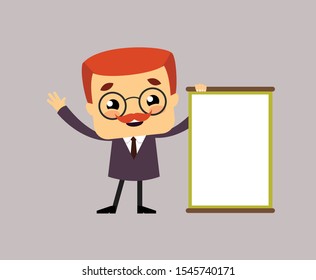Salesman Boss Guy - Joyfully Presenting a Blank  Board