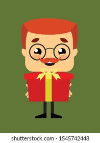 Salesman Boss Guy - Presenting a Gift Box