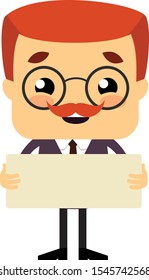Salesman Boss Guy - Standing with Message Board