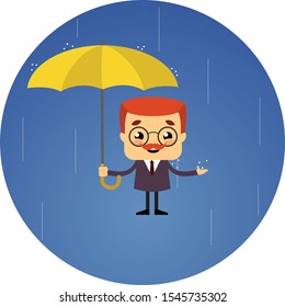 Salesman Boss Guy - Standing in Rain with Umbrella