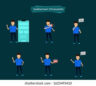 salesman character set bundle for motion graphic video asset