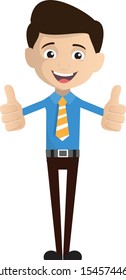 Salesman Employee - Double Thumbs Up Vector