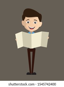 Salesman Employee - Holding a Folded Paper Banner