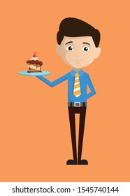 Salesman Employee - Presenting a Cake