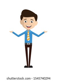Salesman Employee - Standing in Presenting Pose