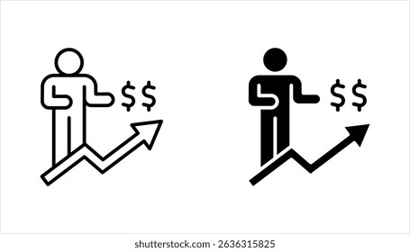 Salesman icon set. Personalized selling, face-to-face sales strategy, customer service, vector illustration on white background