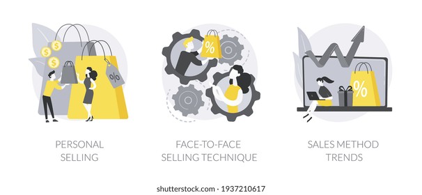 Salesman job abstract concept vector illustrations.
