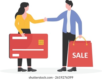 Salesman job abstract concept vector illustration. Personalized selling, face-to-face sales strategy, sales growth, personal discount,

