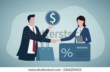 Salesman job abstract concept vector illustration. Personalized selling, face-to-face sales strategy, sales growth, personal discount, customer service, retail shop happy client abstract metaphor.