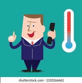 Salesman making successful cold call or unsolicited call to new customer