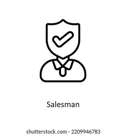 Salesman Outline Vector Icon Design Illustration On White Background. EPS 10 File