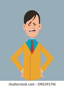 Salesman sad facial expression vector illustration. Young businessman character expression for design, motion or animation.