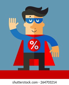 Salesman superhro. flat vector illustration