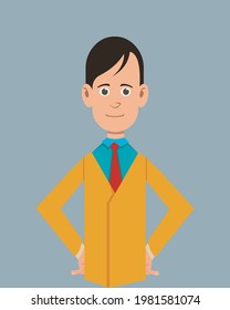 Salesman thoughtful facial expression vector illustration. Young businessman character expression for design, motion or animation.