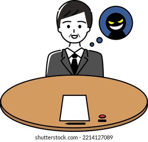 Salesman of unscrupulous trader pressing contract